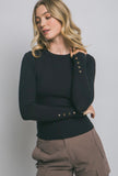 Black Button Sleeve Sweater