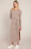 Light Heather Brown Belted Dress
