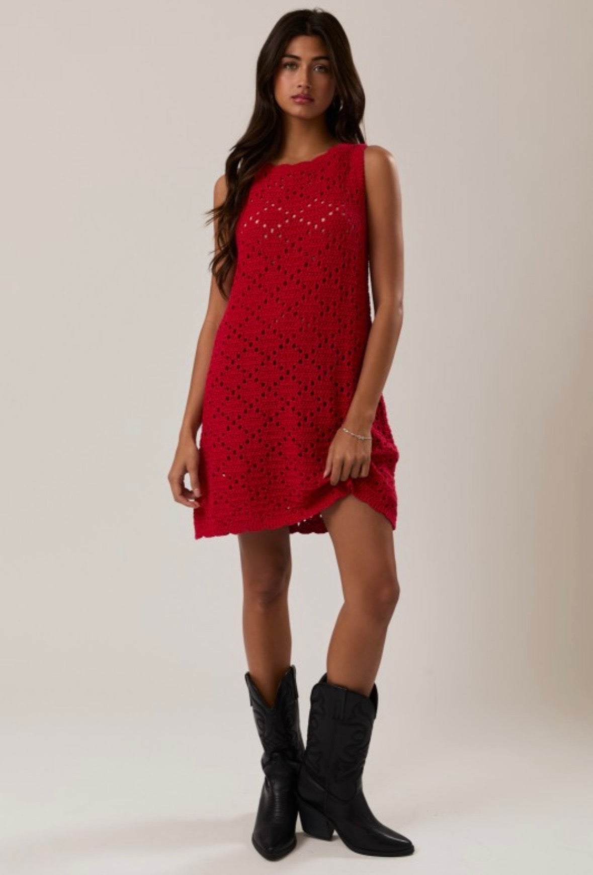 Red Crochet Dress