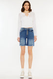 High Rise Button Fly Bermuda Shorts