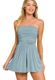 Blue Grey Strapless Romper