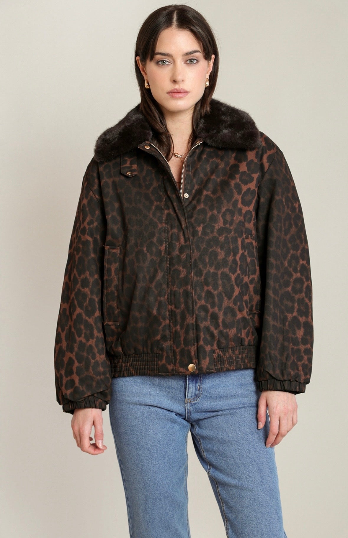 Leopard Collard Coat