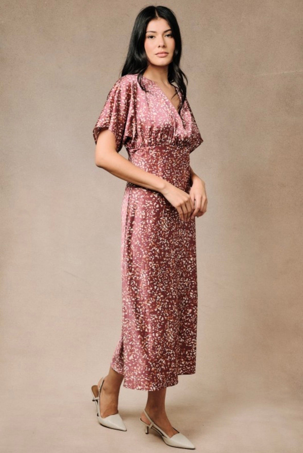 Plum Abstract Kimono Dress