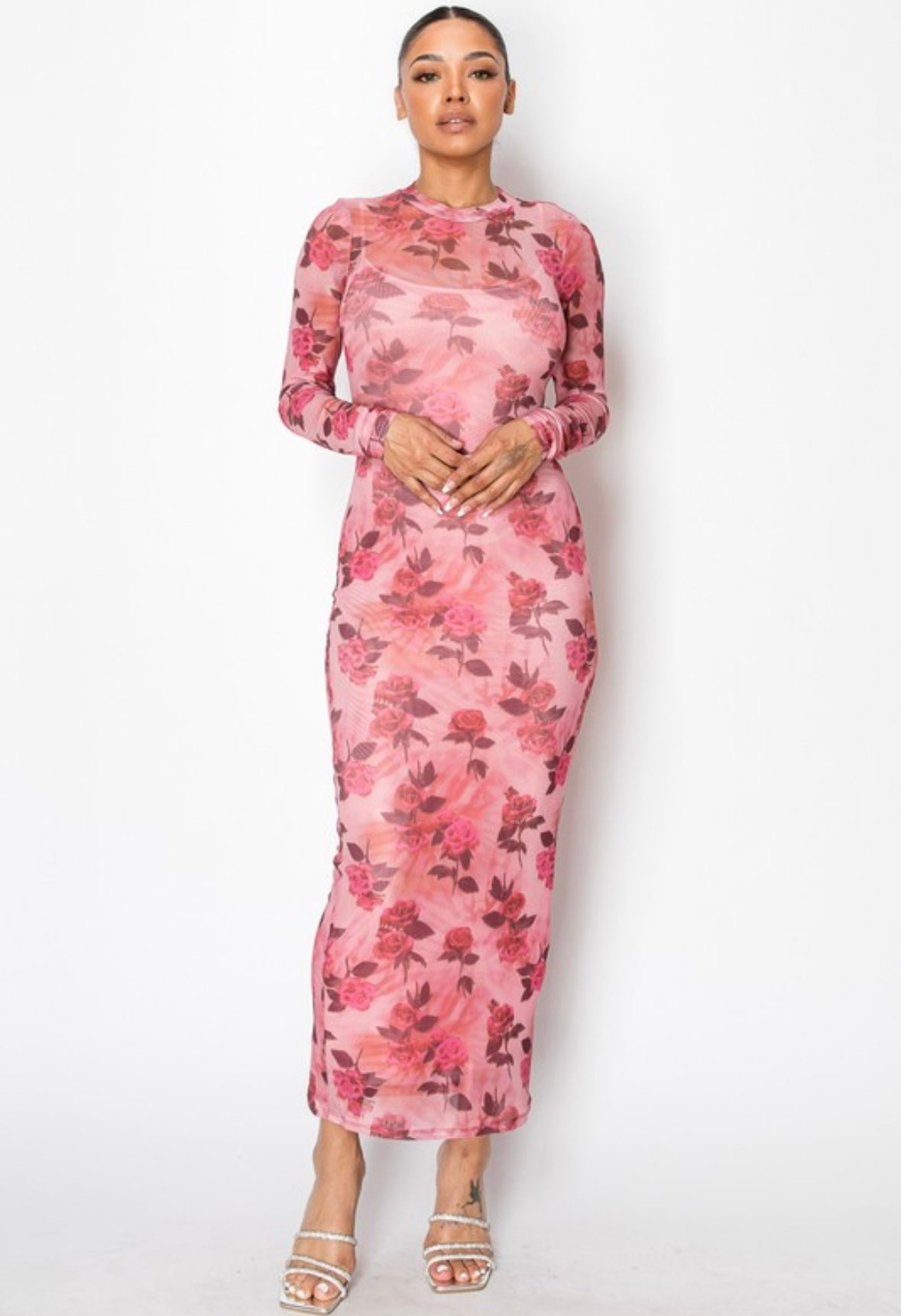 Rose Sheer Maxi Dress