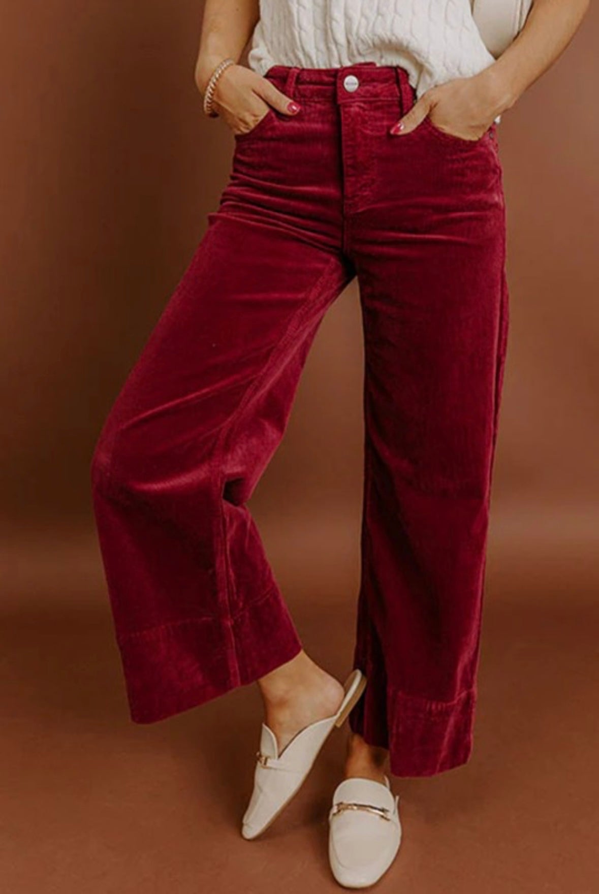 Red Corduroy Wide Leg