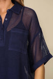 Navy Mesh Top