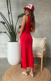 Berry Knotted Tank Dress