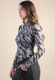 Grey Zebra Sheer Top