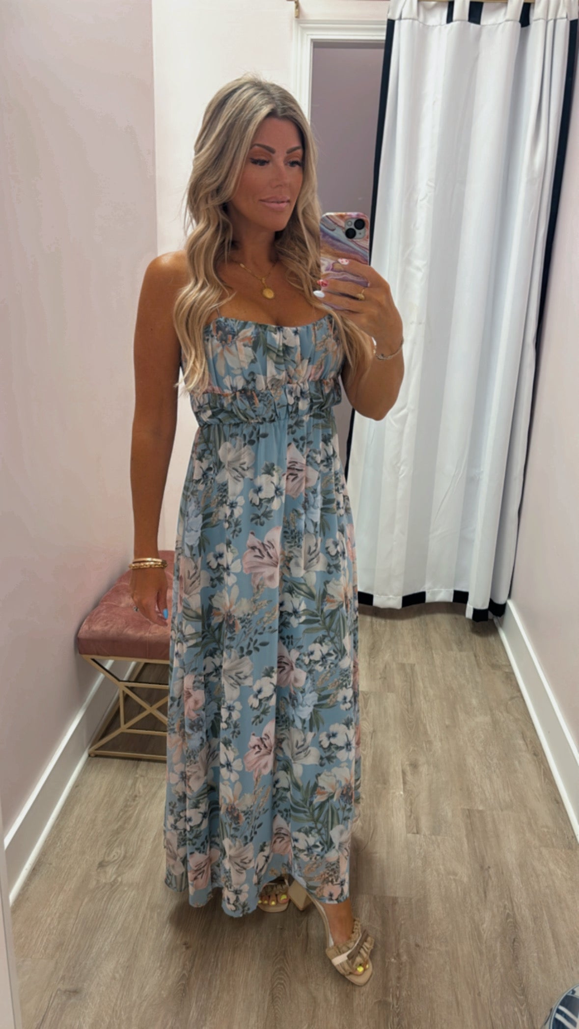 Charlize Blue Floral Dress