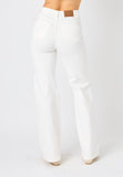 White Braided Wide Leg Jeans