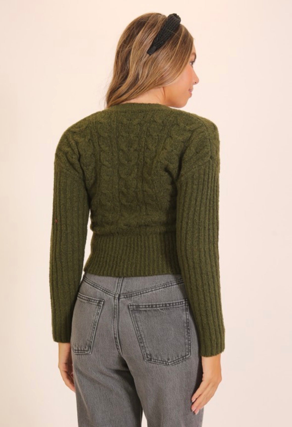 Olive Deep V Sweater