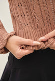 Mocha Pointelle Crop Cardigan