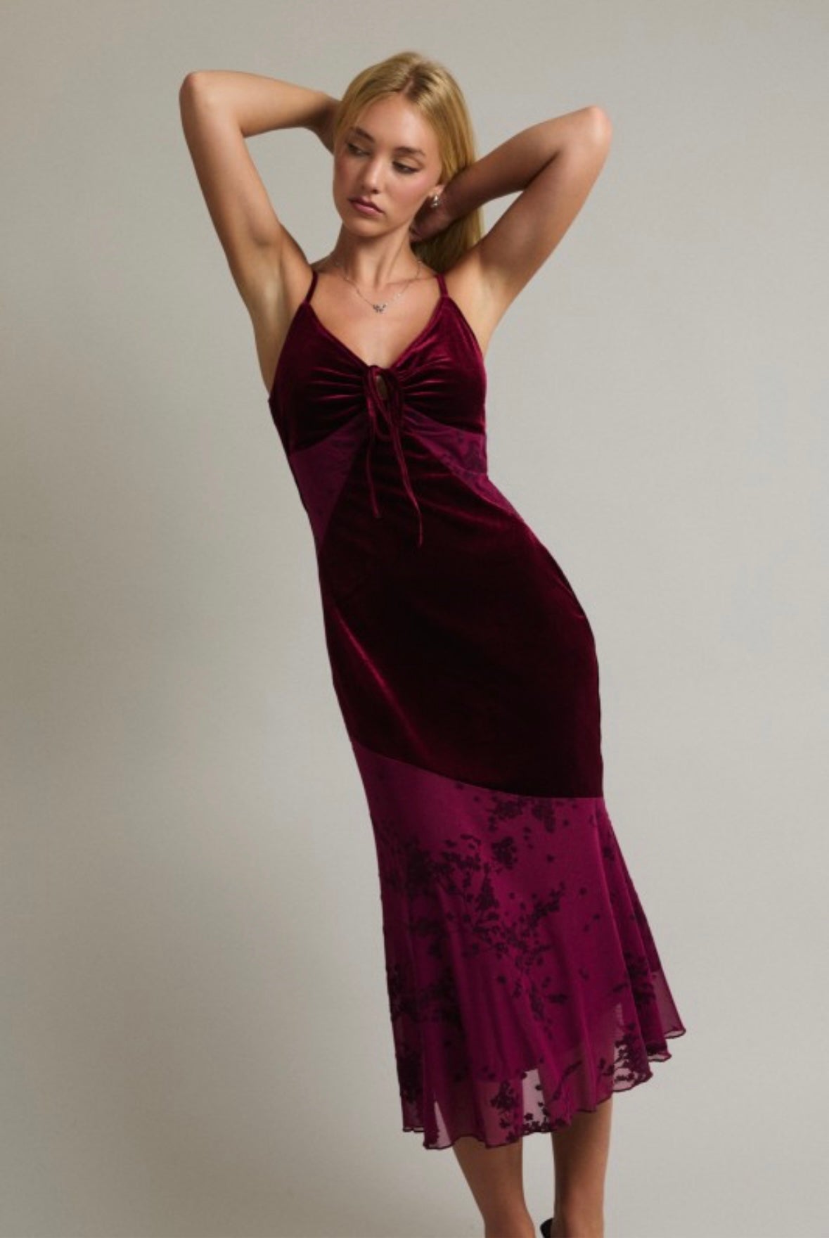 Ruby Velvet Contrast Dress