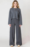 Charcoal Ribbed Wide Leg Pants