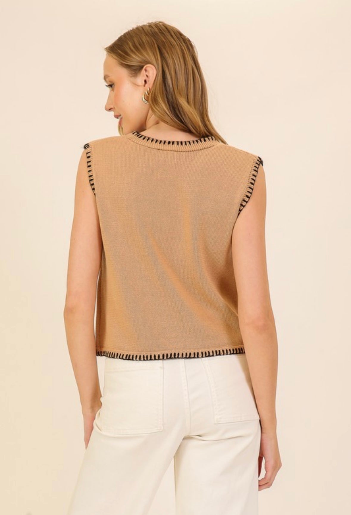 Camel Stitched Sweater Vest