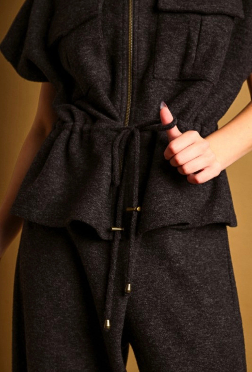 Charcoal Collard Vest