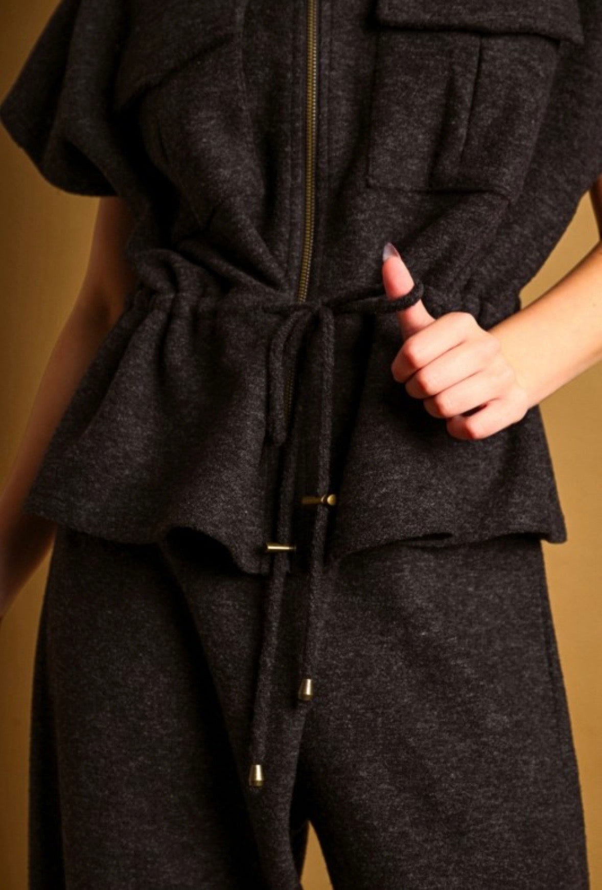 Charcoal Collard Vest