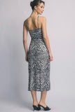 Black Zebra Rushed Midi Dress