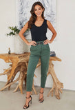 Army Green Paperbag Belted Jeans