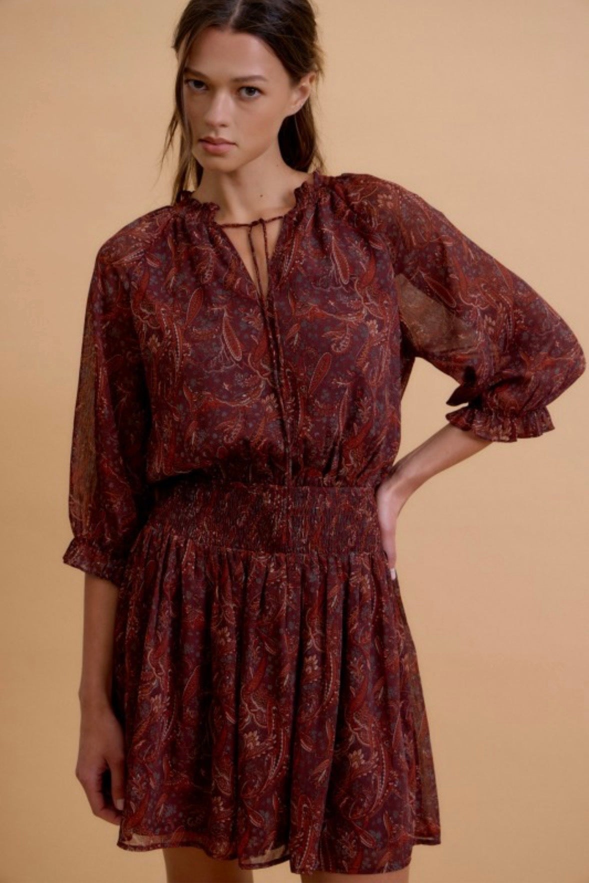 Wine Paisley Dress