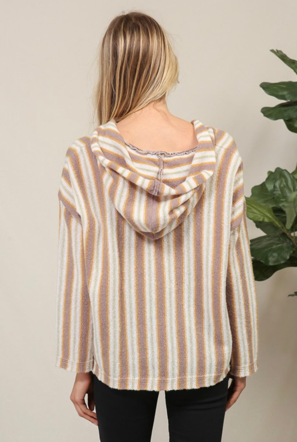 Natural Stripe Hooded Sweater