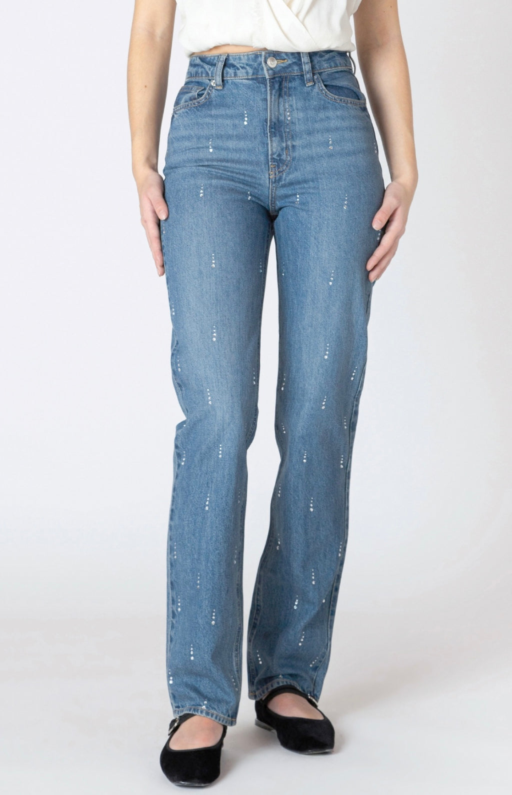Rhinestone Wide Leg Jeans