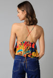 Multicolor Tropical Peplum Top