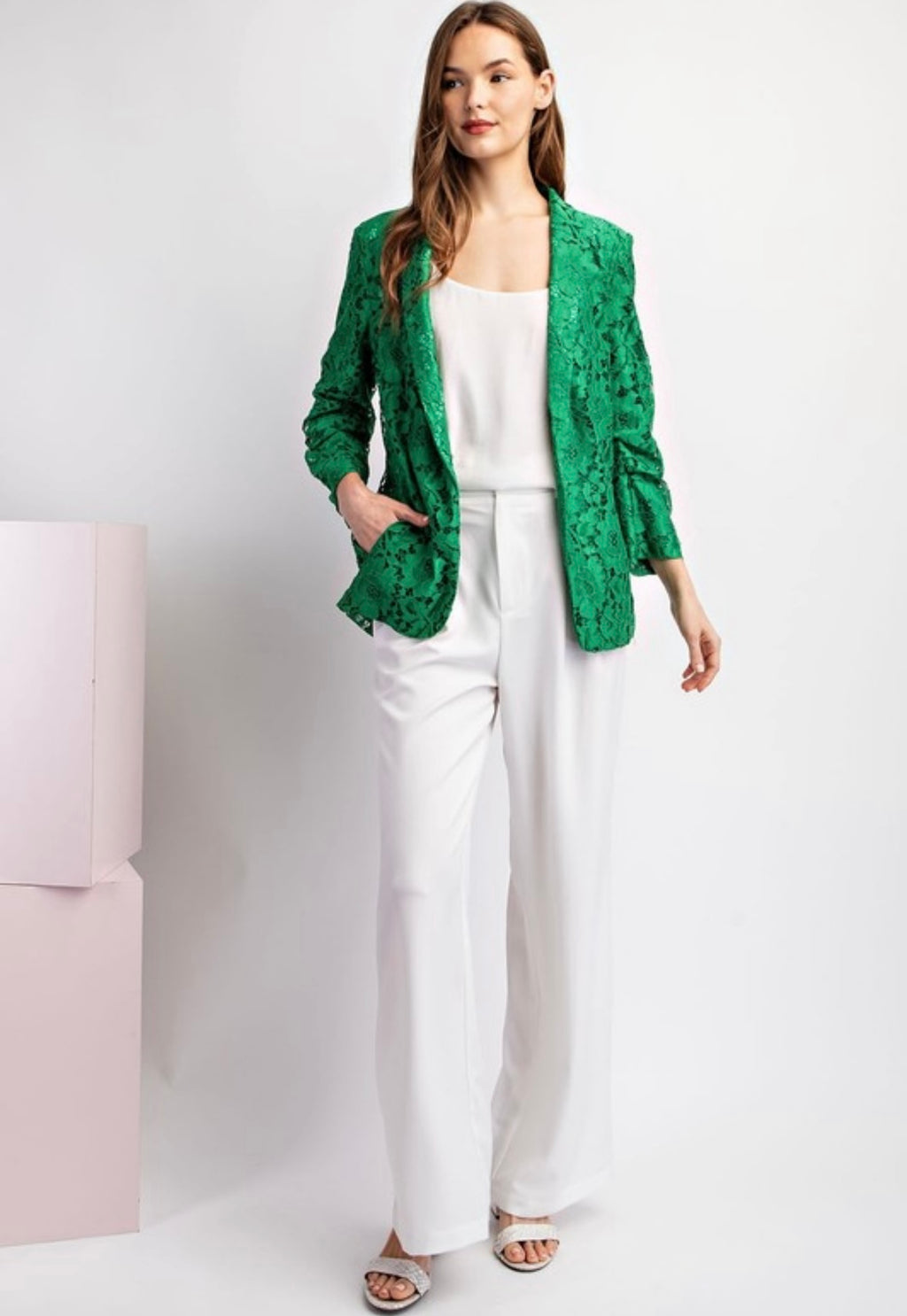 Green Lace Blazer