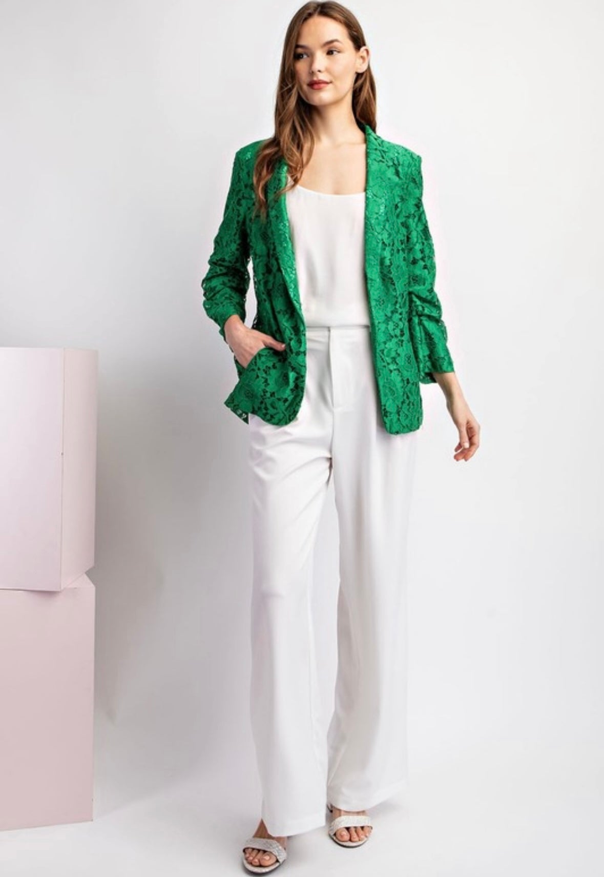 Green Lace Blazer