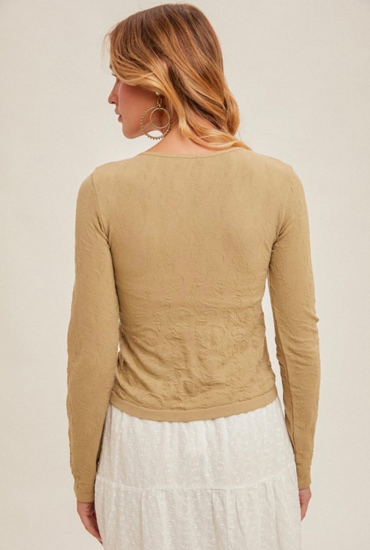 Olive Textured Snap Top