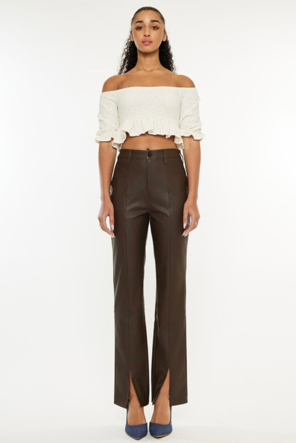 Brown Vegan Leather Pants