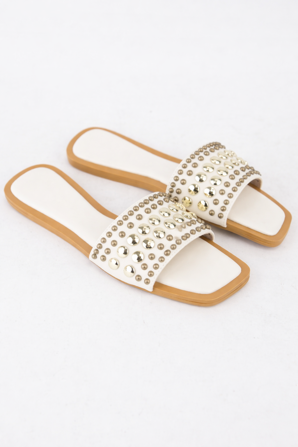 White Studded Sandals