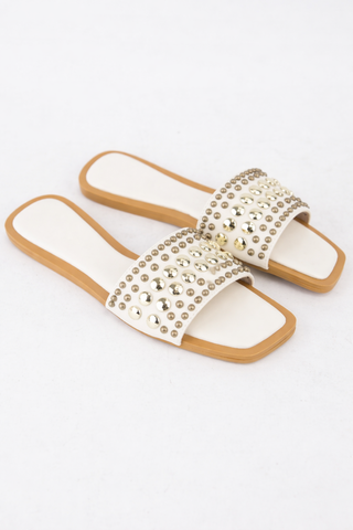White Studded Sandals