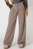 Taupe Wide Leg Trouser Pants