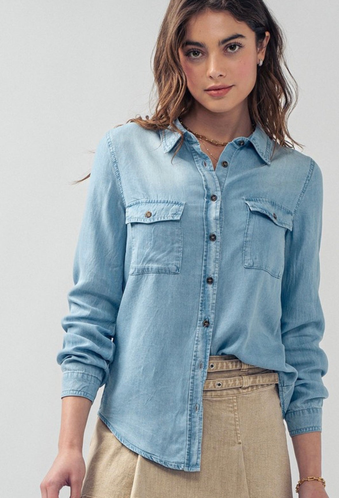 Denim Long Sleeve Button Down