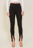 Black Slit Ponte Pants