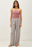 Blue Mixed Print Wide Leg Pants