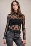 Black Floral Lace Top