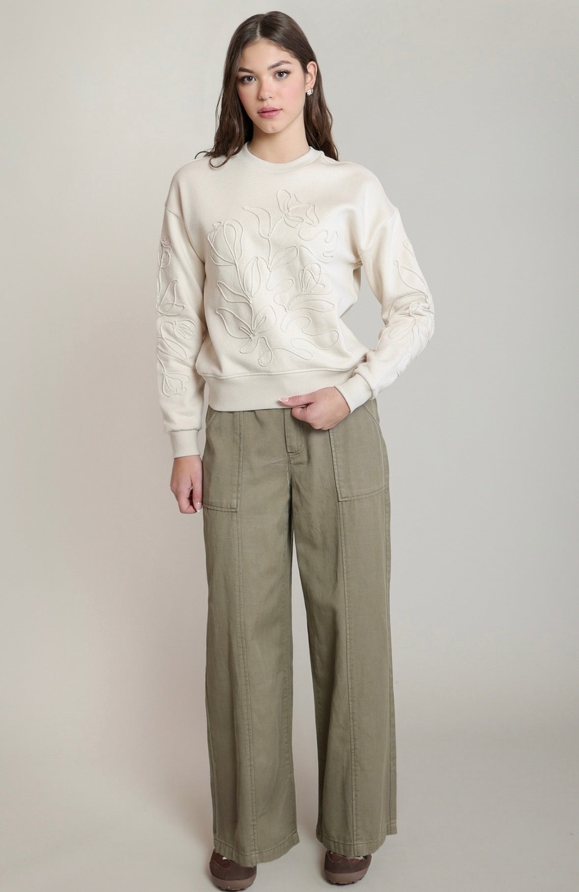 Ivory Floral Sweatshirt