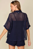 Navy Mesh Top