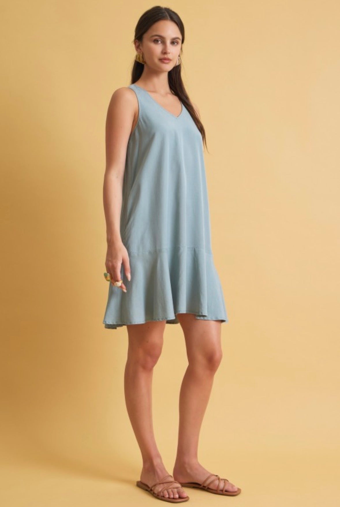 Ocean Blue Ruffle Hem Dress
