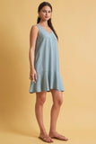 Ocean Blue Ruffle Hem Dress