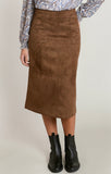 Caramel Suede Slit Skirt