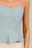 Denim Bow Bustier Top