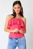 Pink Eyelet Strapless Top