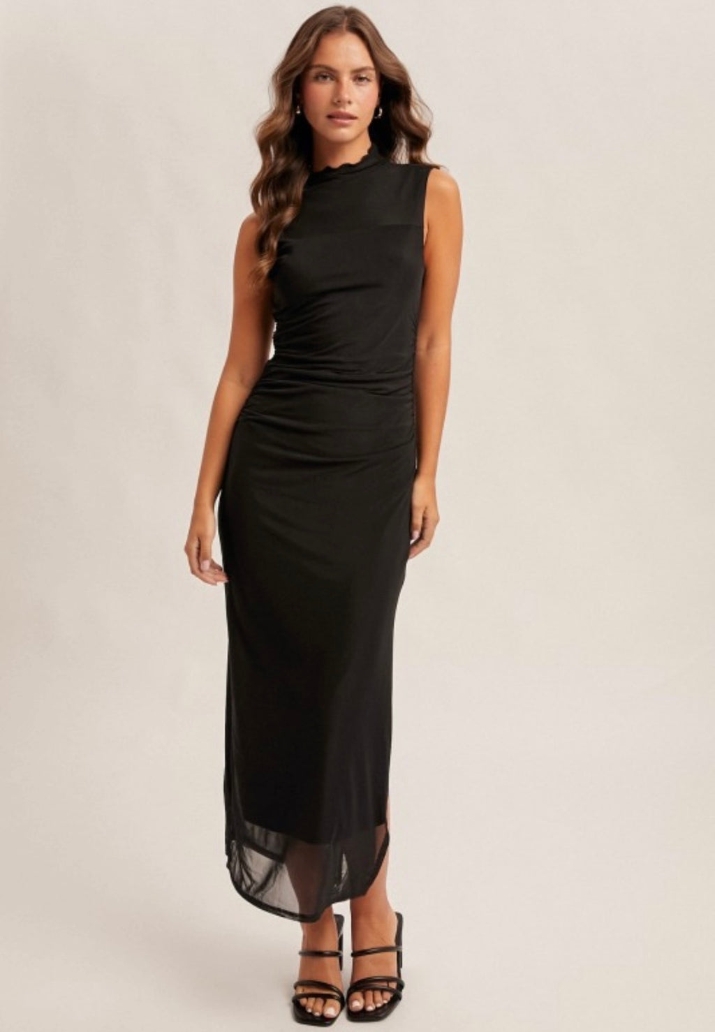 Black Sleeveless Mesh Dress