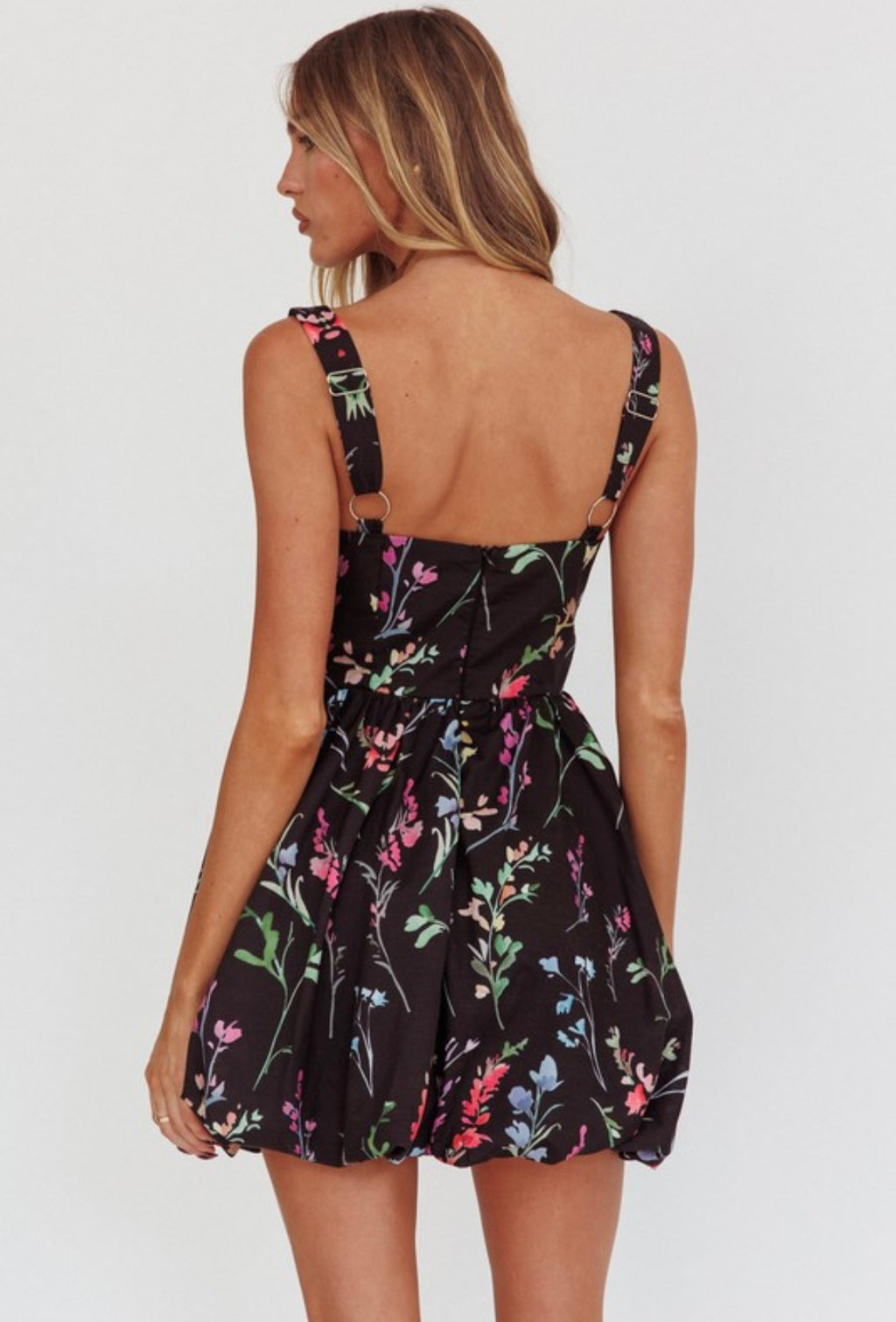 Black Floral Bubble Dress