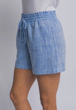 Light Blue Linen Drawstring Shorts
