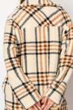 Cream Plaid Sherpa Coat