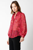 Pink Sheer Print Button Down